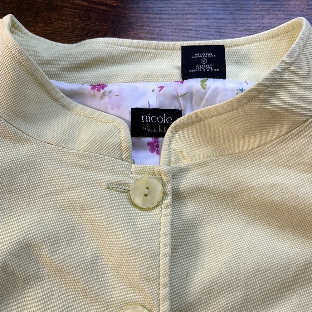 Nicole by Nicole Miller Yellow‎ Twill Blazer Size 4